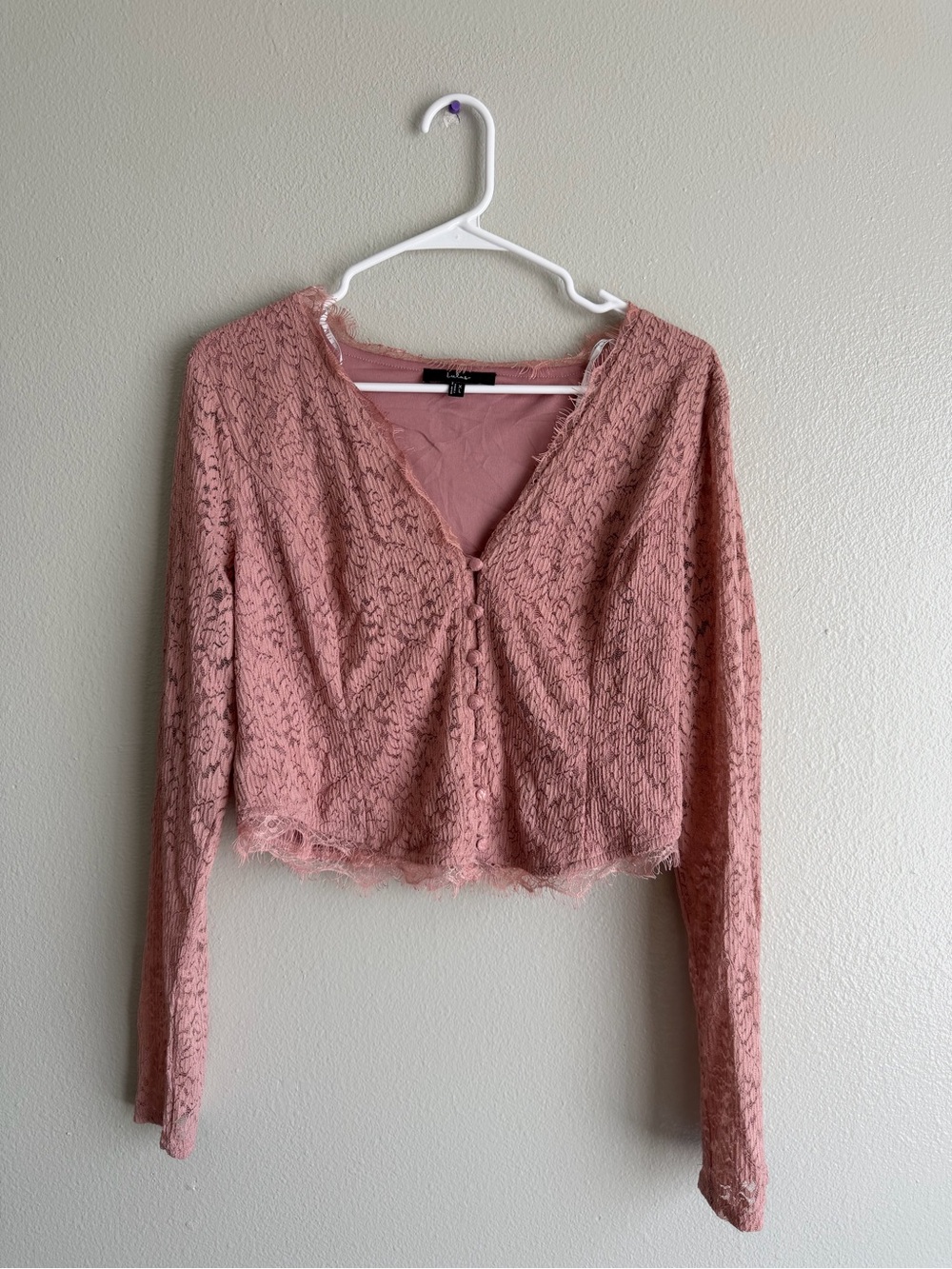 Women's Pink Lace Button-Up